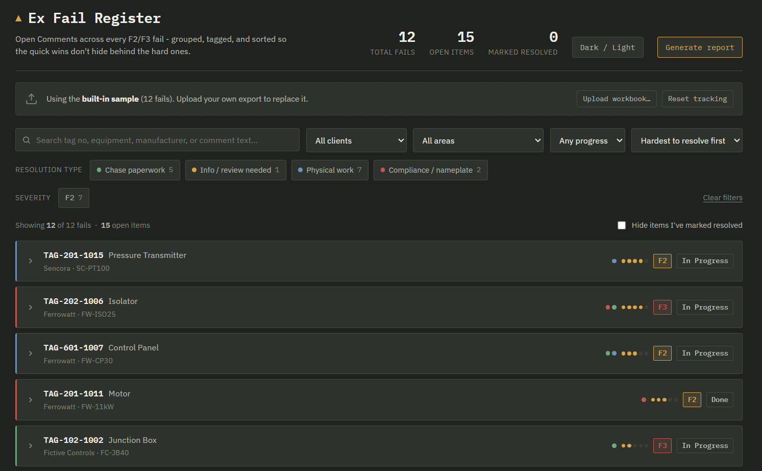 Ex Fail Register screenshot