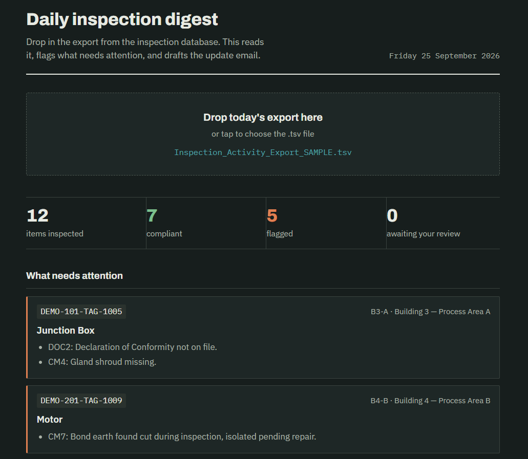 Daily Inspection Digest screenshot